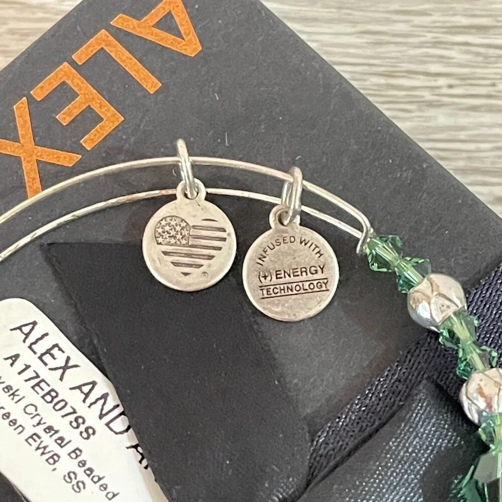 New Alex And Ani Bracelet Evergreen Swarovski Crystals Silver NWT